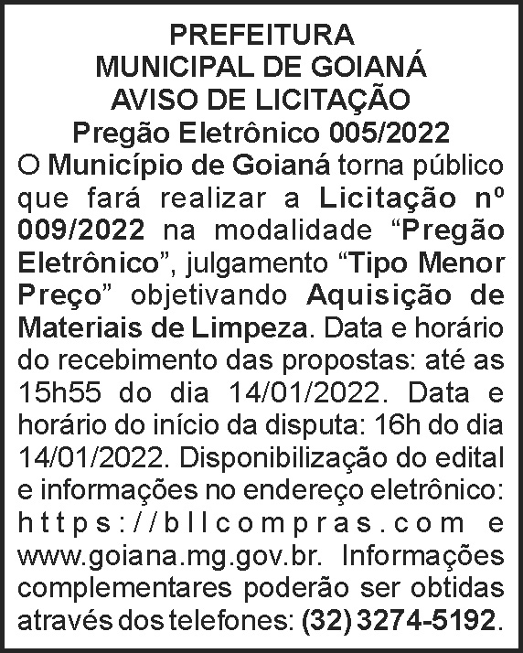 Goianá - Pregão eletrônico 4 1 GOIANA 005