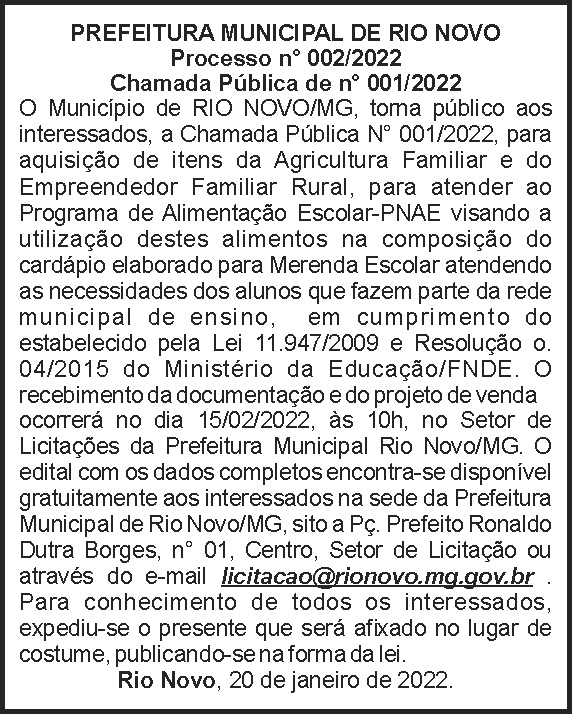 Rio Novo - Chamada pública 4 1 RIO NOVO 002