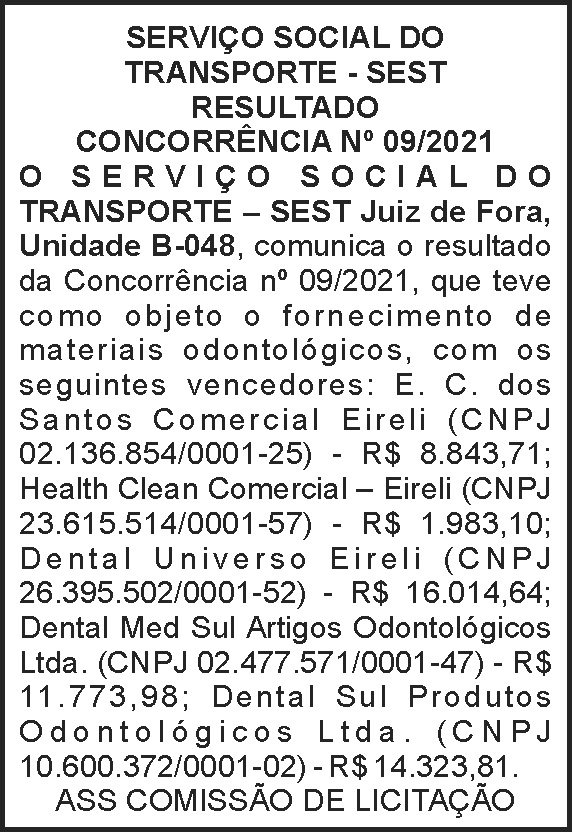 Sest - Resultado de concorrência 09 4 1 SEST 2