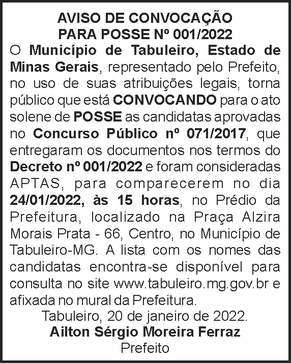 Tabuleiro - Aviso de convocação 4 1 TABULEIRO 001 1