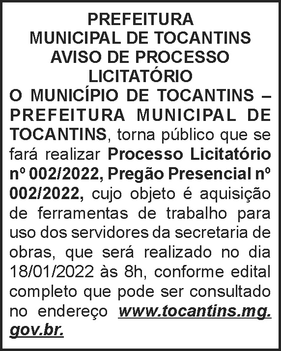 Tocantins - Pregão presencial 02 4 1 TOCANTINS 002