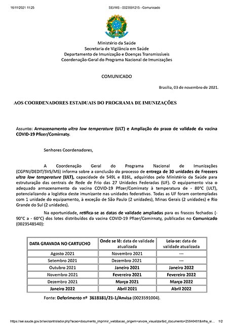 Amplicacao do prazo de validade dos imunizantes da Pfizer 1