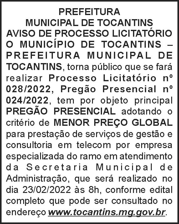 Tocantins - Licitação nº 028 4 1 TOCANTINS 028