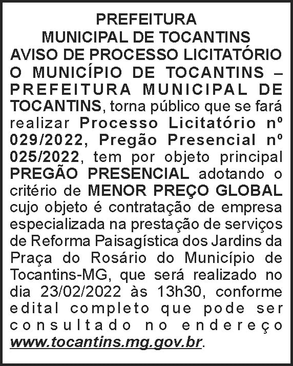 Tocantins - Licitação nº 029 4 1 TOCANTINS 029