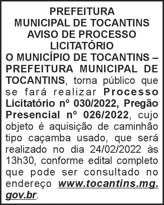 Tocantins - Licitação nº 30 4 1 TOCANTINS 030
