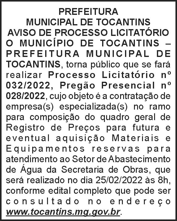 Tocantins - Licitação nº 32 4 1 TOCANTINS 032