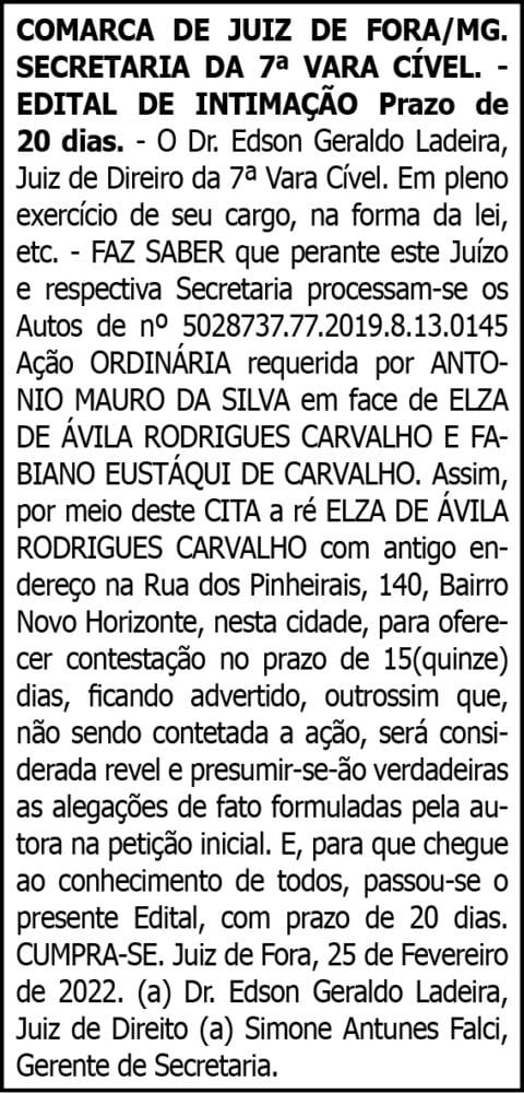 Edital de Intimação- Comarca de Juiz de Fora 4 1 COMARCA