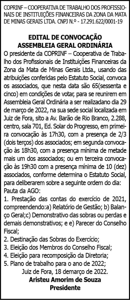 Coprinf - Assembleia Geral Ordinária 4 1 COPRINF