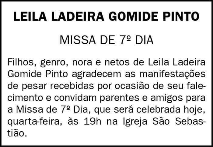 Missa de 7º Dia - Leila Pinto 4 1 GOMIDE