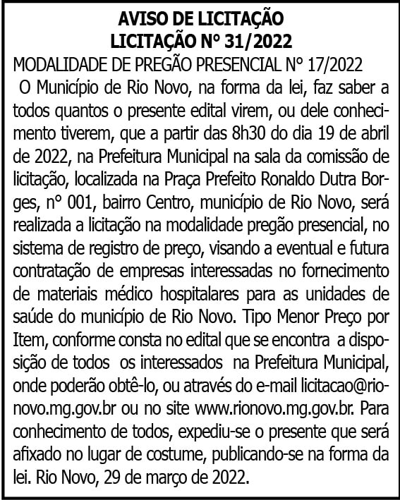 1 RIO NOVO 31