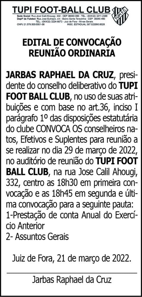 Edital de Convocação- Tupi Foot-Ball Club 4 1 TUPI
