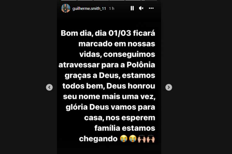 Jogador juiz-forano cruza fronteira da Ucrânia e chega à Polônia 1 guilherme polonia by reproducao2