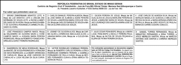 Editais de Casamentos 4 CASAMENTO 30 06