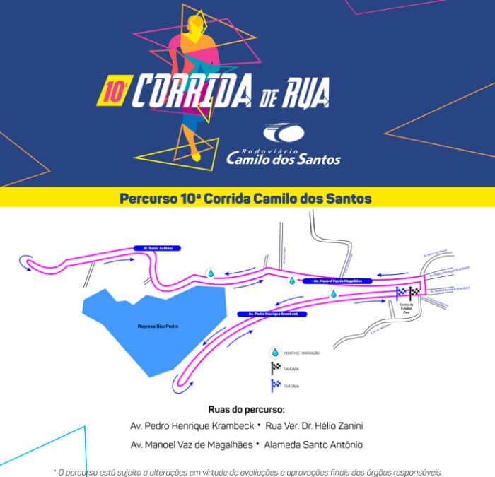 Inscrições para a 10ª Corrida Camilo dos Santos são abertas 1 corrida camilo dos santos percurso