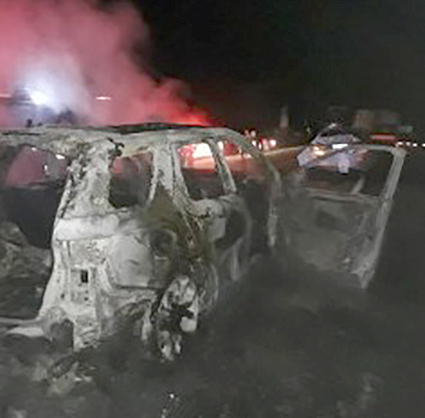 Carro fica carbonizado após colisão com outro veículo na rodovia MG-133 1 carro carbonizado divulgacao interna