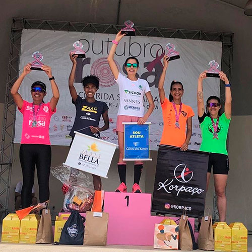 Amanda Oliveira e Flávio Stumpf vencem 9ª Corrida da Ascomcer; veja os tempos 1 Corrida da Ascomcer podio feminino