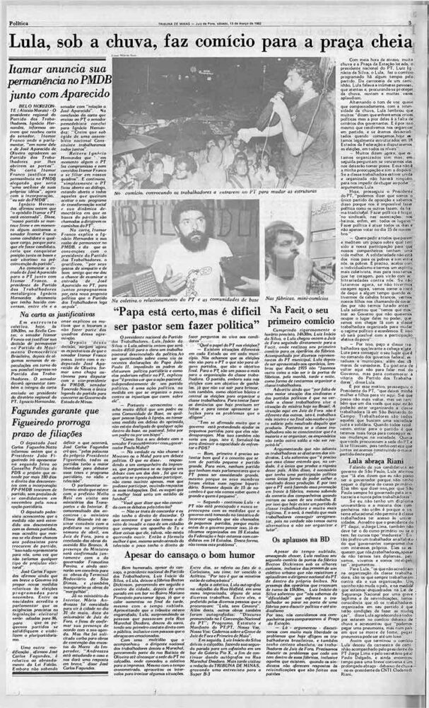 Lula volta a JF para caminhada e comício na Praça da Estação 2 Lula comicio 1982