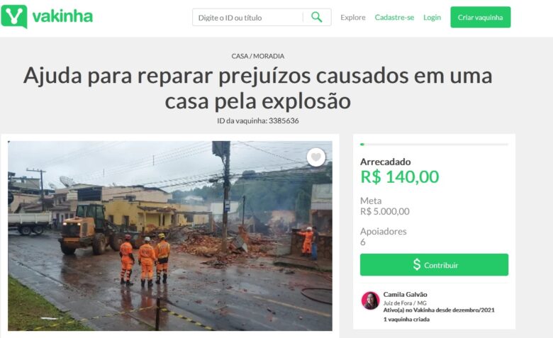 Moradora de casa afetada por explosões faz vaquinha para reparos 2 vaquinha online e1673450442753