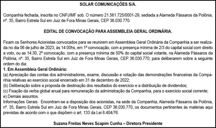 NOTIFICAÇÃO UNIMED SÃO JOÃO NEPOMUCENO 4 1 SOLAR COMUNICACOES