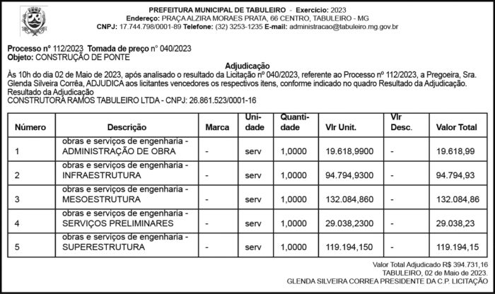 CONSTRUTORA RAMOS TABULEIRO LTDA 4 1 TABULEIRO 112