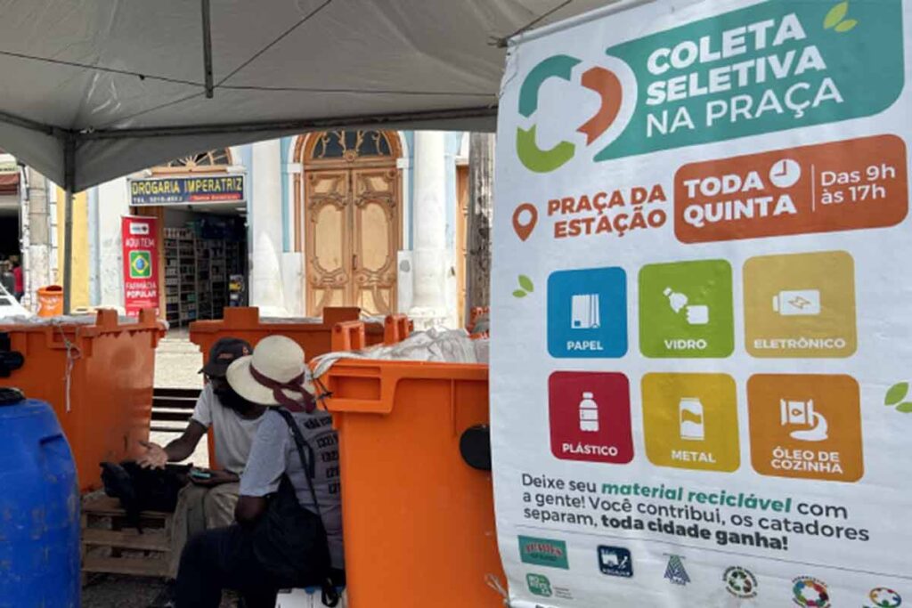 Coleta Seletiva recolherá materiais recicláveis na Praça da Estação 1 Coleta na praca Divulgacao PJF