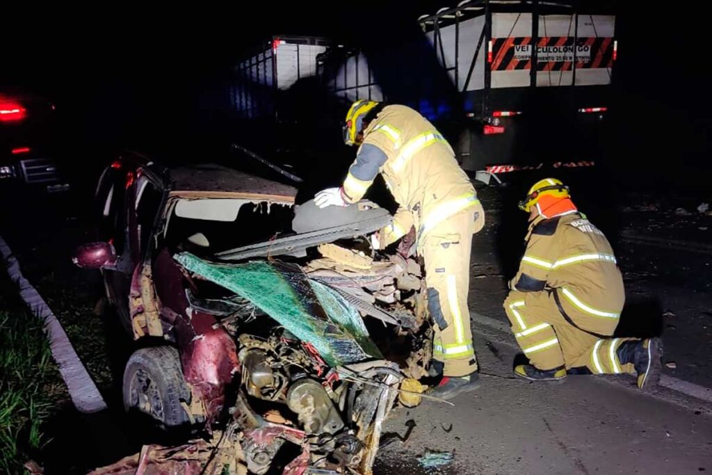 Motorista inabilitado morre após tentar ultrapassagem e bater em carreta com bois na BR-267 2 Motorista inabilitado morre após tentar ultrapassagem e bater em carreta na BR-267