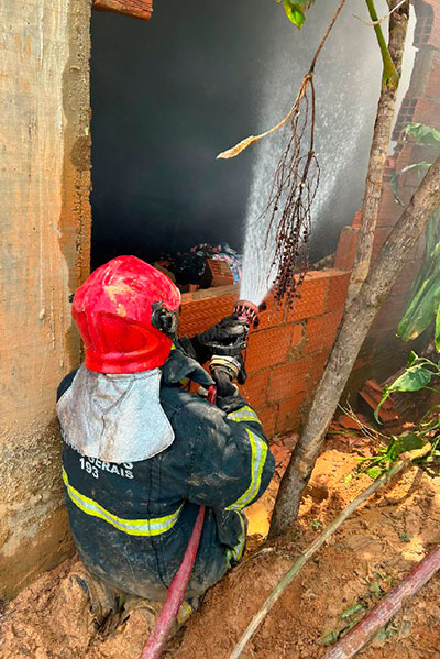 Cachorro morre durante incêndio em residência 1 Cachorro morre durante incêndio em residência foto Bombeiros