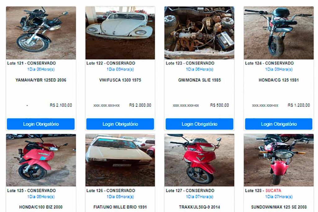 A partir de R$ 500: mais de 130 veículos são leiloados pelo Detran-MG