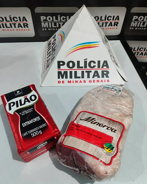 Homem é preso ao tentar furtar picanha e café de supermercado 1 muriae furto cafe e picanha pmmg
