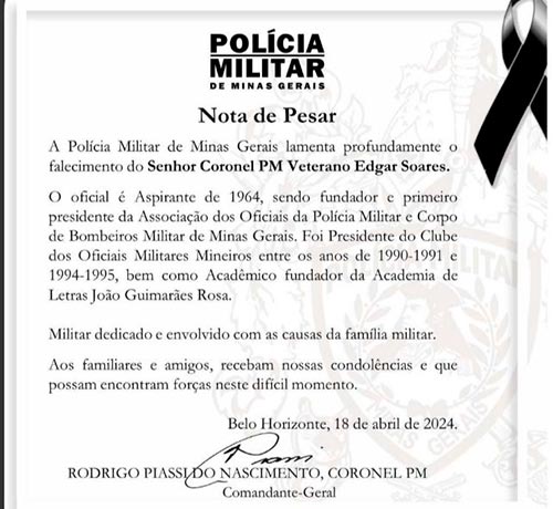 Morre Edgar Soares, refém do maior sequestro que já ocorreu em Juiz de Fora 8 coronel edgar soares sequestro nota pmmg