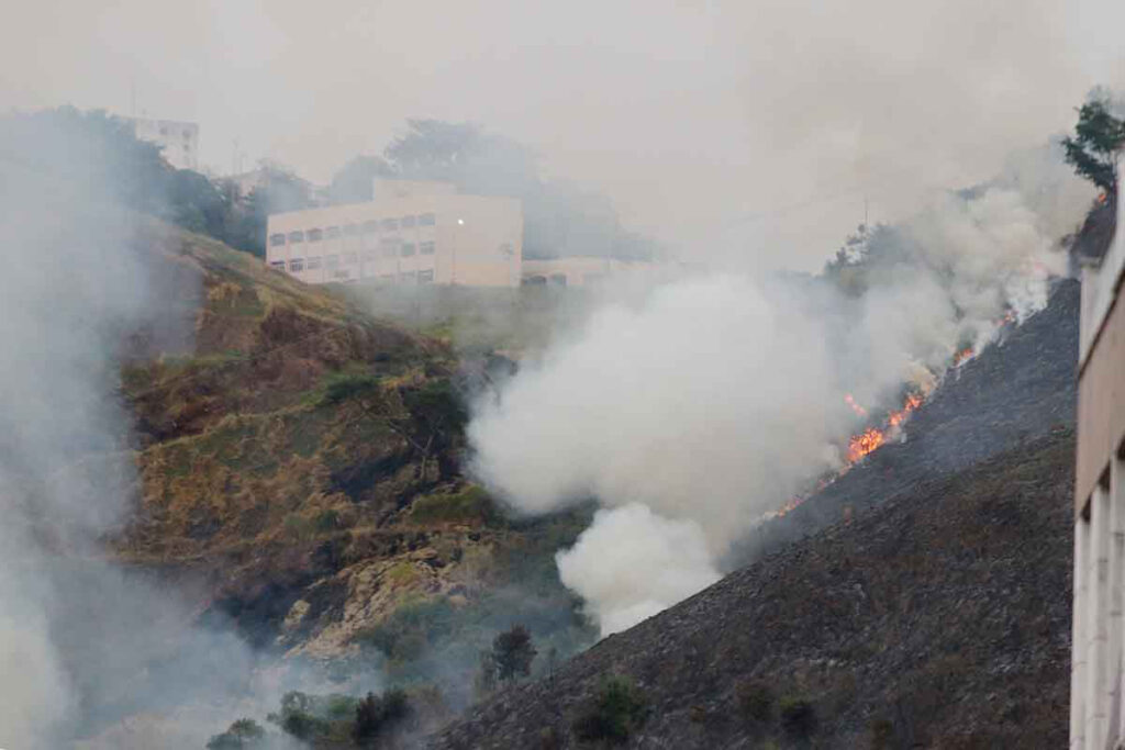 Bombeiros combatem incêndio próximo ao Morro do Cristo 2 queimada ufjf by couri