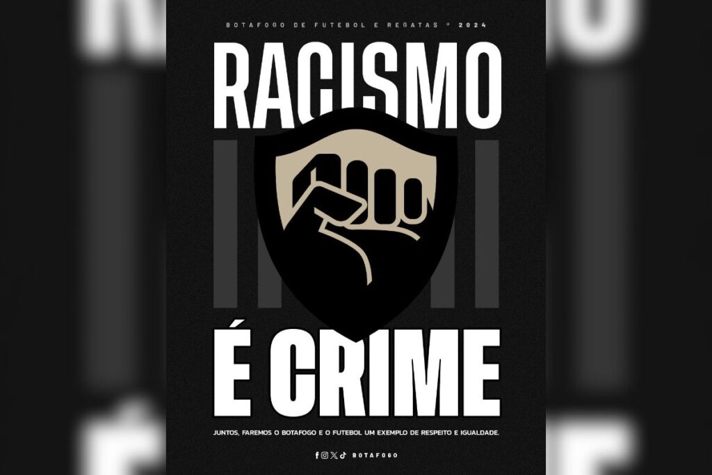 Botafogo vai banir torcedor que fez gestos racistas em jogo contra o Palmeiras na Libertadores 1 arte do Botafogo contra o racismo