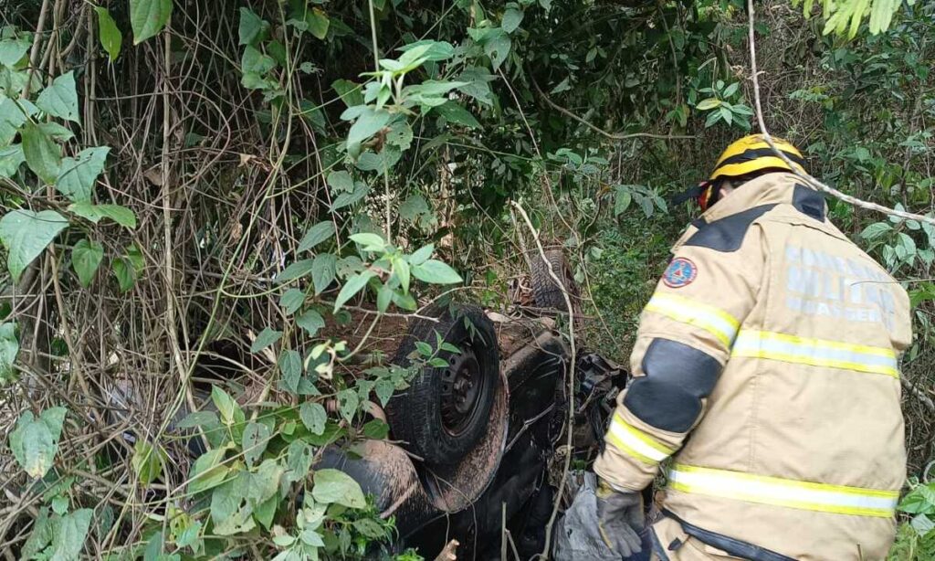 Motorista morre em acidente na BR 267 2 Carro colide com arvores em Olaria MG