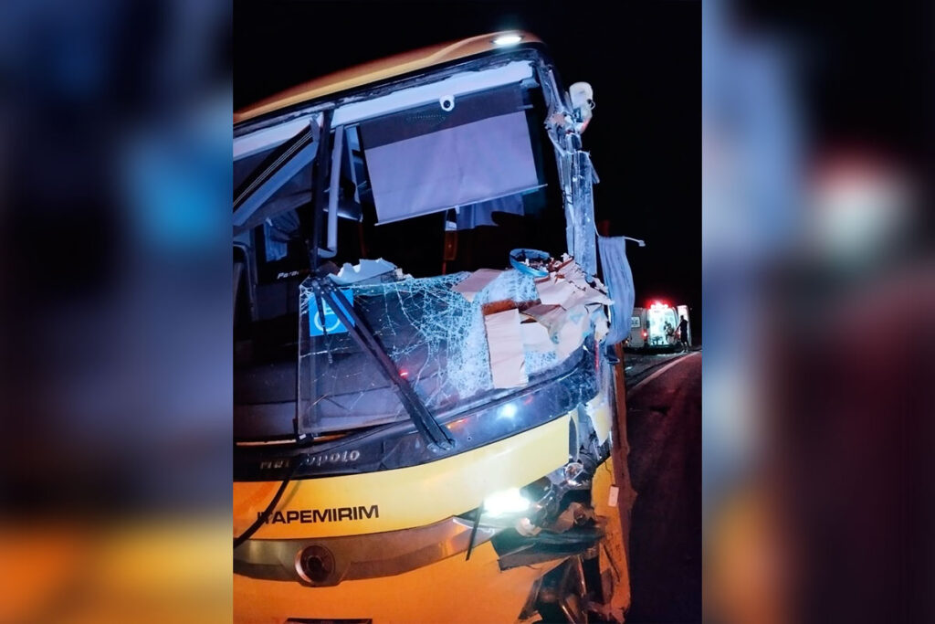 Acidente entre caminhão e ônibus deixa seis vítimas na BR-116 2 Acidente BR 116 Leopoldina Divulgacao PRF