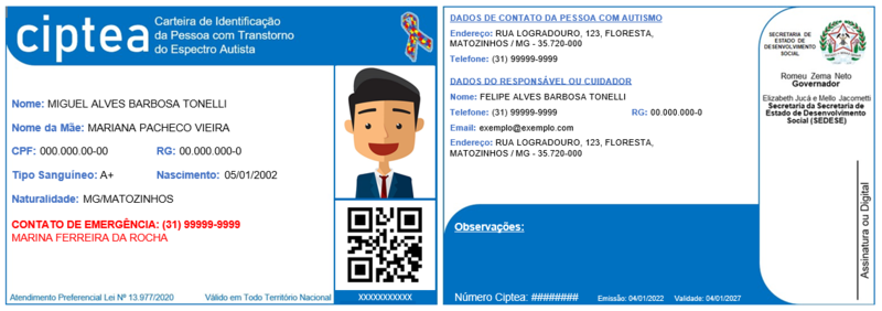 Carteira de identificação de pessoas com autismo ganha funcionalidades para facilitar acesso a serviços essenciais 1 Carteira de Identificacao da Pessoa com Transtorno do Espectro Autista 2 foto sedese mg divulgacao
