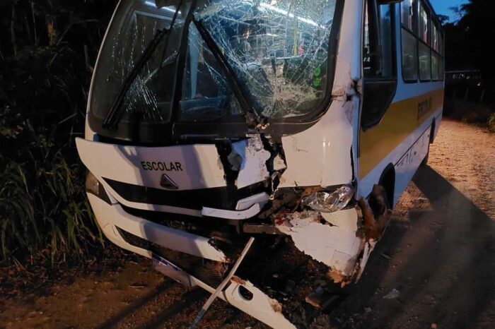 Ônibus escolar colide com outro que transportava 28 trabalhadores 1 onibus escolar trabalhadores foto bombeiros