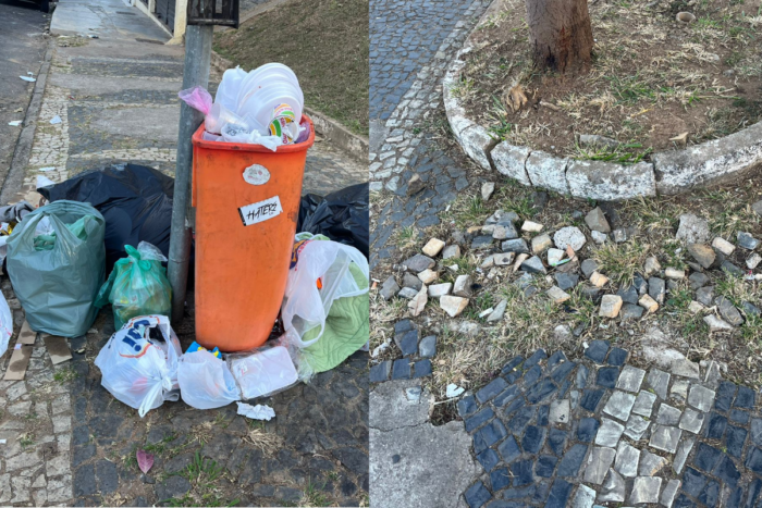 Calçada danificada e lixo acumulado preocupam pedestres na Zona Sul 1 Calcada danificada e lixo acumulado preocupam pedestres na Zona Sul de Juiz de Fora
