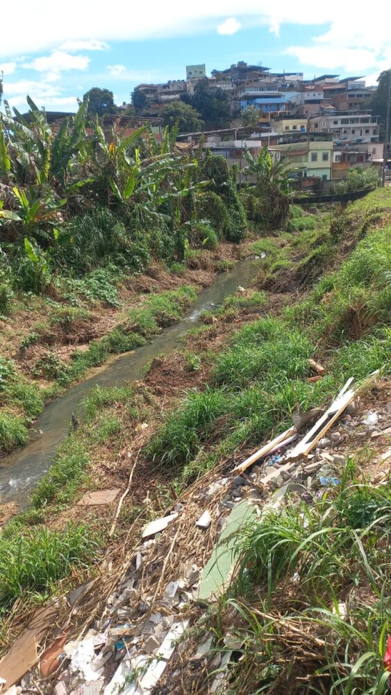 Moradores pedem drenagem em córrego do Jardim dos Alfineiros 1 Moradores pedem dragagem em corrego Bairro do Jardim dos Alfineiros Leitor