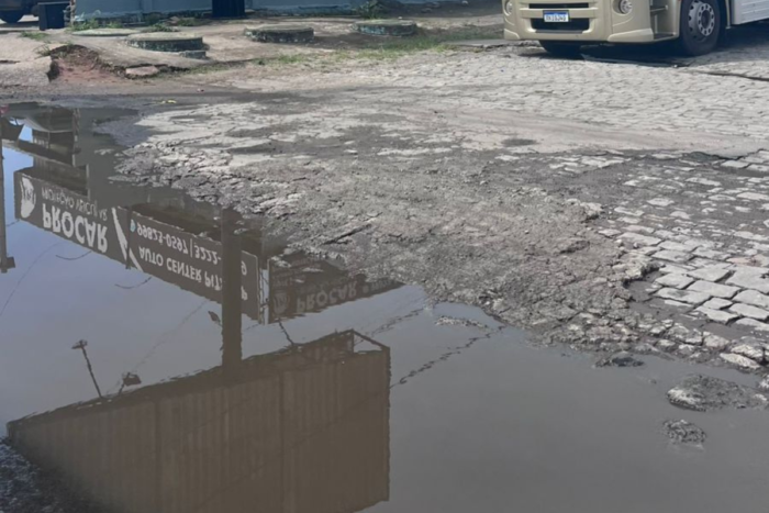 Poças d’água na Avenida JK preocupam moradores do Nova Era 1 Poças d’água na Avenida JK preocupam moradores do Nova Era