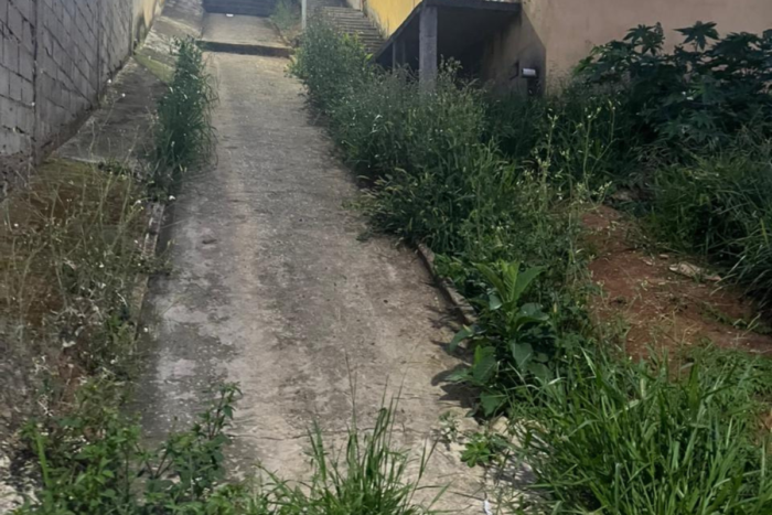 Escadão com mato alto no Bairro Vivendas da Serra oferece riscos à segurança de pedestres