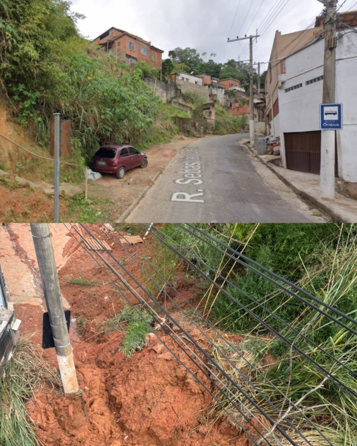 Chuva em Juiz de Fora deixa estragos na rua Sebastião Costa no Bairro Vila Alpina em Juiz de Fora.