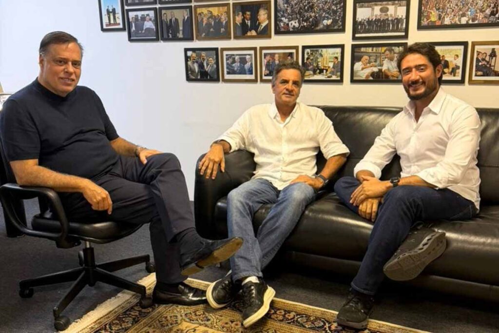 Aécio Neves e Gabriel Azevedo tratam aliança para eleições ao Governo de Minas 1 eleicoes 2026 gabriel azevedo aecio neves paulo abi ackel divulgacao mdb