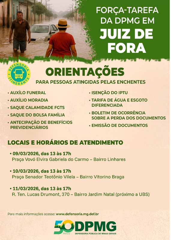 DPU leva atendimento jurídico a afetados pelas chuvas em Juiz de Fora, Matias Barbosa e Ubá 1 forca tarefa dpmg juiz de fora