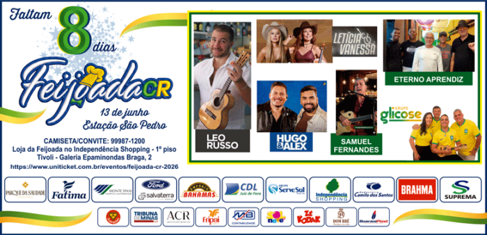 Coluna Cesar Romero – 5 e 6 de junho de 2026 6 Feijoada 2026 8 dias 4x10 SEXTA FEIRA 050626