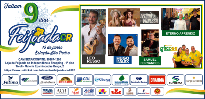 Coluna Cesar Romero – 4 de junho de 2026 2 Feijoada 2026 9 dias 4x10 QUINTA FEIRA 040626
