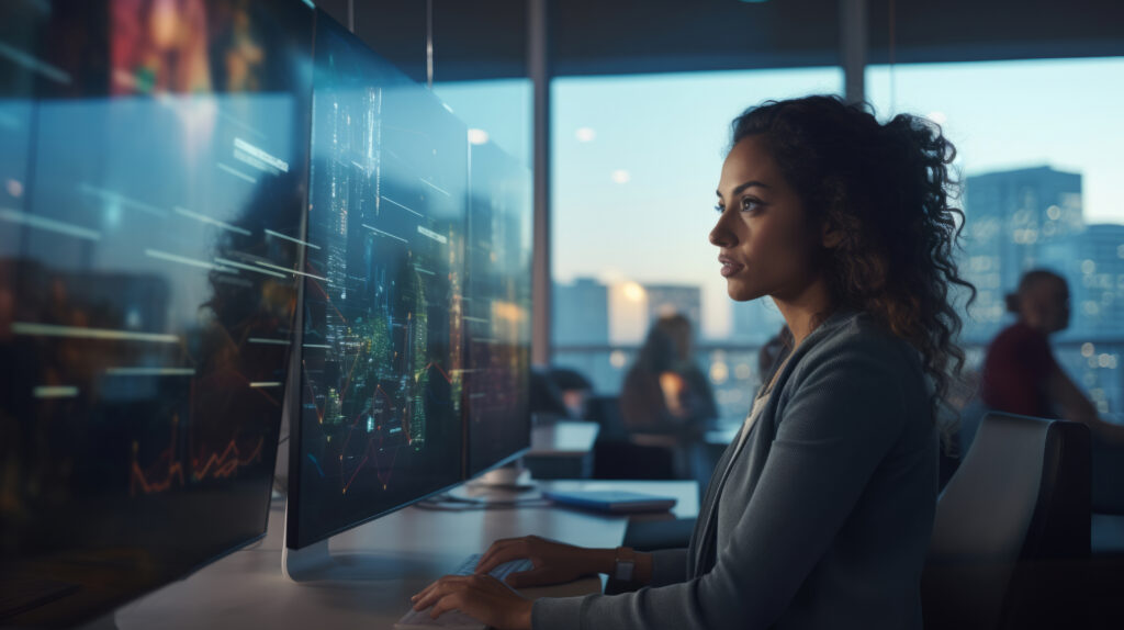 person working futuristic office